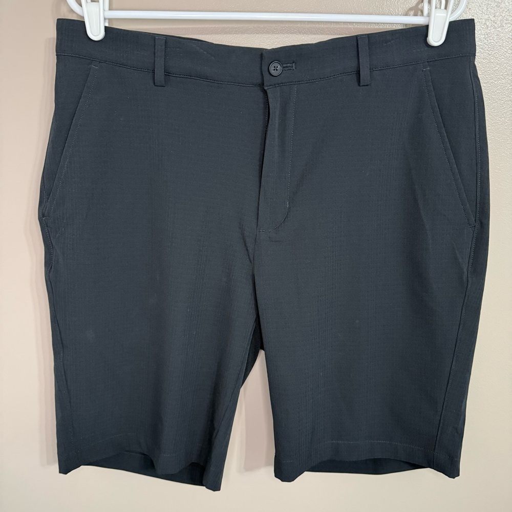 Greg Norman Black Pattern Flat Front Golf‎ Shorts Elastic Lightweight Mens 34
